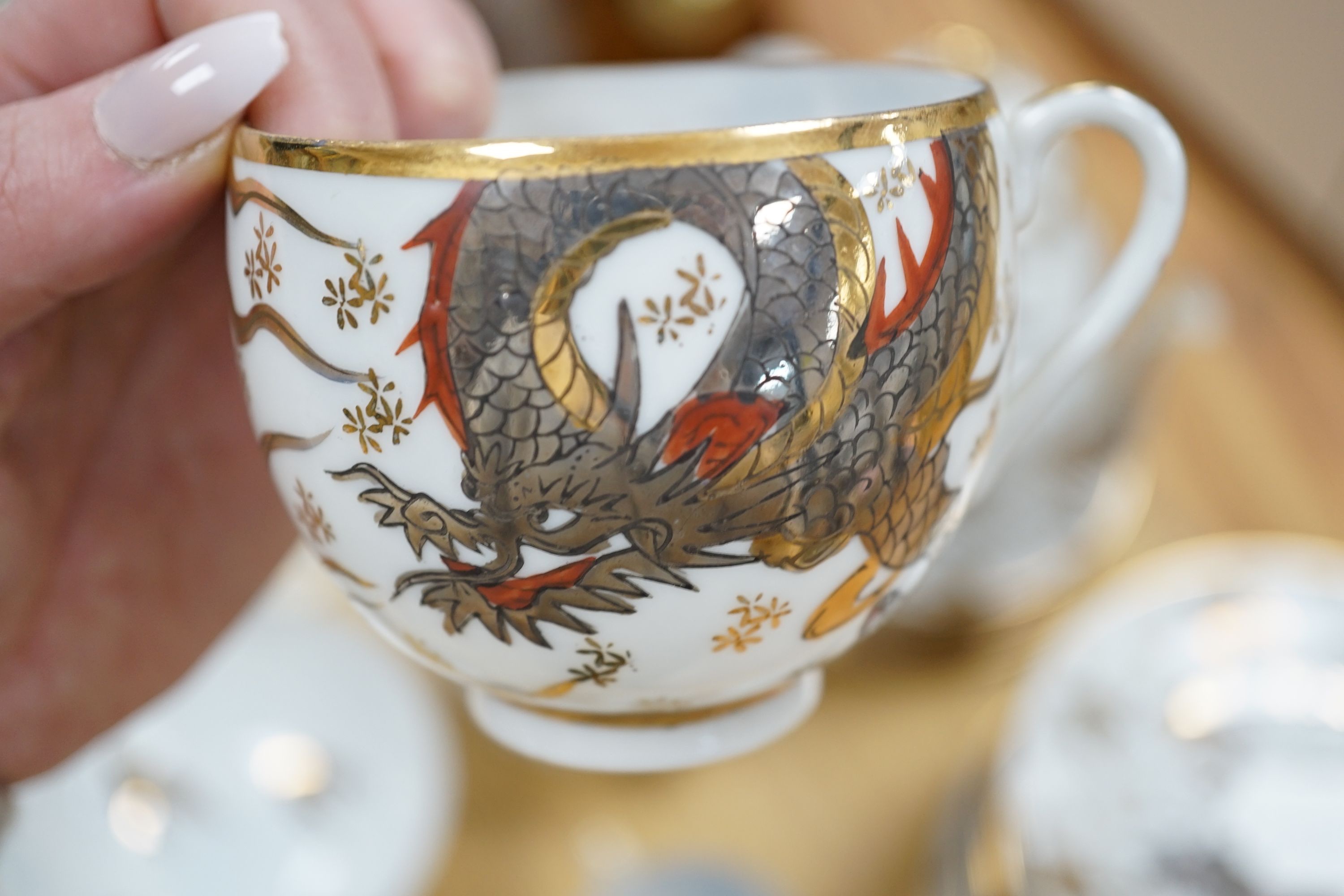 A Japanese eggshell porcelain six-piece tea service